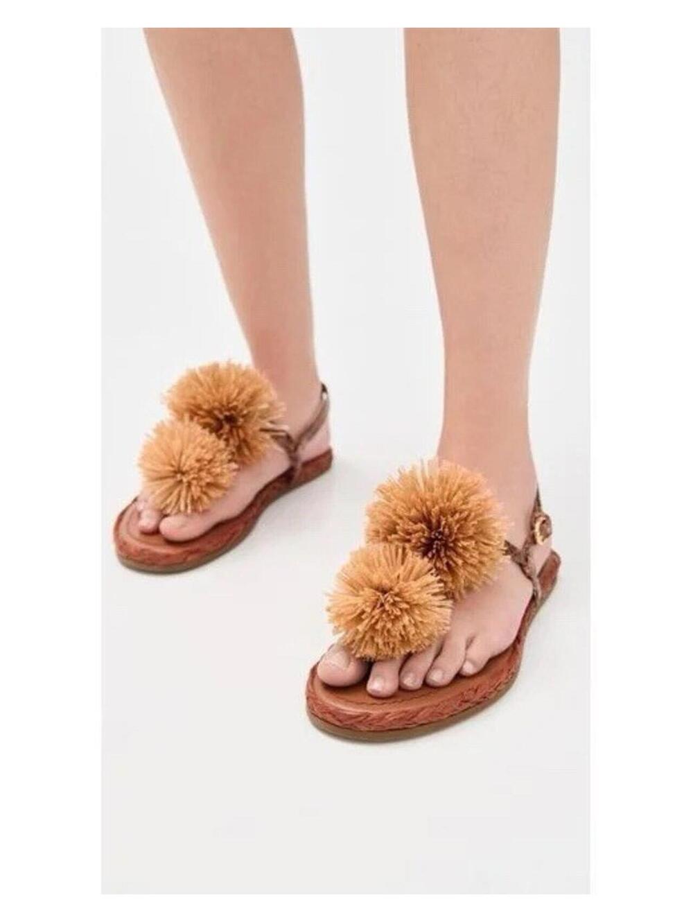 Ulla Johnson Ingrid Leather Raffia Sandal, $650 BRAND NEW, US  6, IT 36-S177